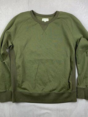 Spier & Mackay Mens Sweater Green Crewneck Long Sleeve Pullover Terry Cotton